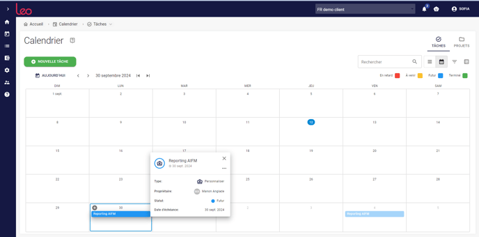 task - calendar view