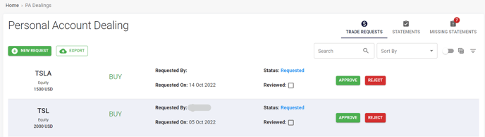 Pa delealing request 2
