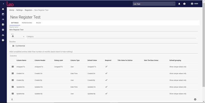 new register settings